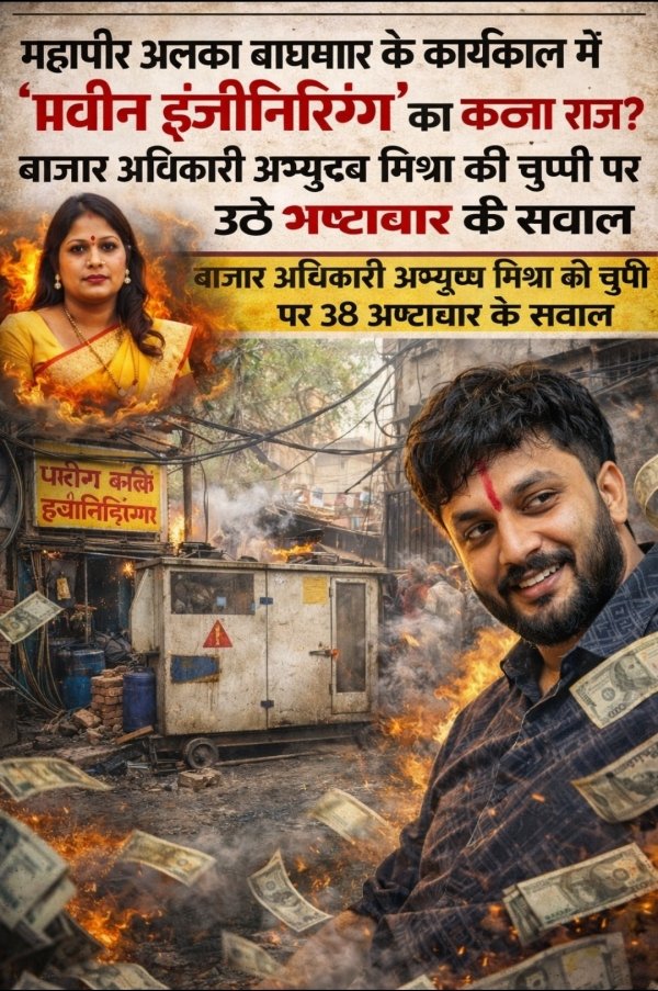 महापौर अलका बाघमार के कार्यकाल में &lsquo;प्रवीण इंजीनियरिंग&rsquo; का कब्जा राज? बाजार अधिकारी अभ्युदय मिश्रा की चुप्पी पर उठे भ्रष्टाचार के सवाल ?