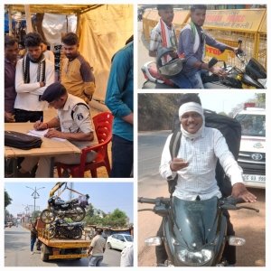 बिना हेलमेट दोपहिया वाहन चालकों पर यातायात विभाग ने की चलानी कार्यवाही