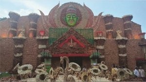 सेक्टर-2 - ट्री वेस्ट से बना भव्य पंडाल, विराजे 16 फीट के गणपति