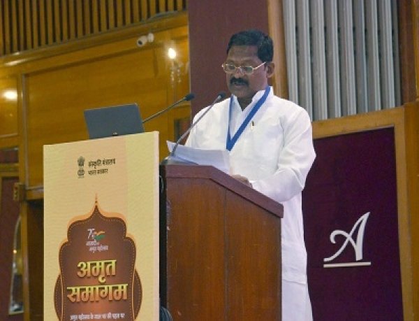 आजादी का अमृत महोत्सव  संस्कृति मंत्री  अमरजीत भगत दिल्ली में अमृत समागम में हुए शामिल