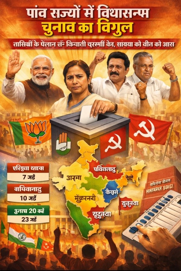 पांच राज्यों में विधानसभा चुनाव का बिगुल: तारीखों के ऐलान के साथ सियासी सरगर्मी तेज, भाजपा ने जताया जीत का भरोसा