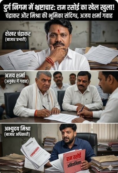 दुर्ग निगम में सुशासन तार-तार: भ्रष्ट तंत्र की ढाल बने अभ्युदय मिश्रा और शेखर चंद्राकर, भाजपा की छवि पर कालिख पोत रहा बाजार विभाग